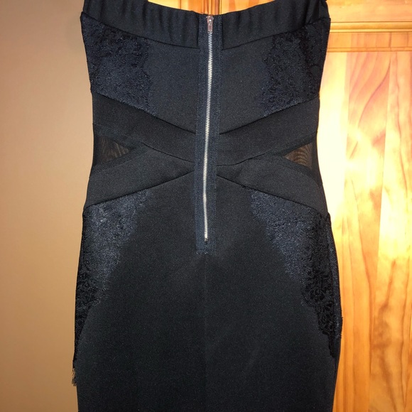 STRAPLESS BLACK DRESS WITH LACE AND MESH ACCENTS - Picture 2 of 4